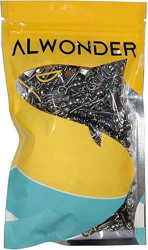 Miniatura 8 de Paquete de 100 unidades de barriles de pesca giratorios con broches de presión, aparejos de pesca de acero inoxidable seguro entrelazado de pesca,