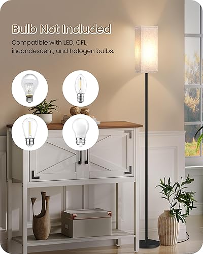 Miniatura 7 de Juego de 2 lámparas de pie para sala de estar, modernas lámparas de pie altas con interruptores de pie, bombilla no incluida, 64.6 pulgadas, para