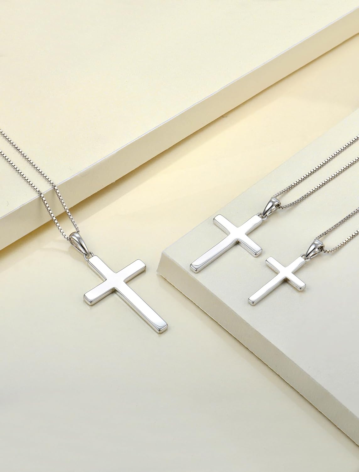 YL Cross Necklace for Women Sterling Silver Plain Cross Pendant Necklace Simple Jewelry for Men (0.79-1.38") - Image 3