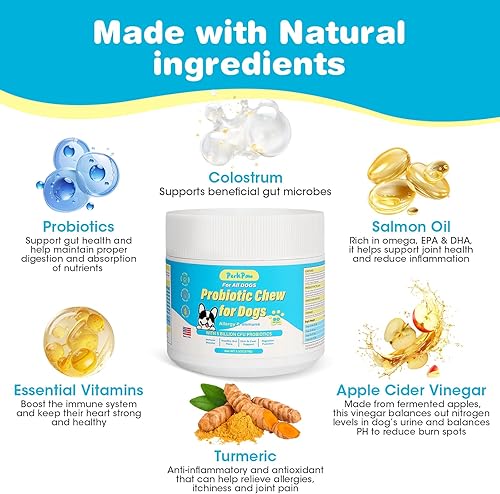 Miniatura 5 de PerkPaw Probióticos para perros, probióticos para perros para diarrea y apoyo intestinal, las enzimas digestivas promueven la salud intestinal, la