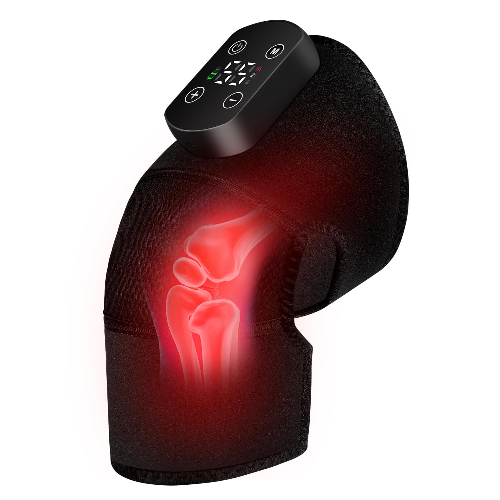 Knie-Massagegerät 3-in-1, Kabellos mit Infrarot-Heizung (40-60°C, 5 Stufen), 3 Massagemodi, 5000mAh Akku, LCD-Touch & Auto-Abschaltung, für Knie, Ellbogen & Schultern