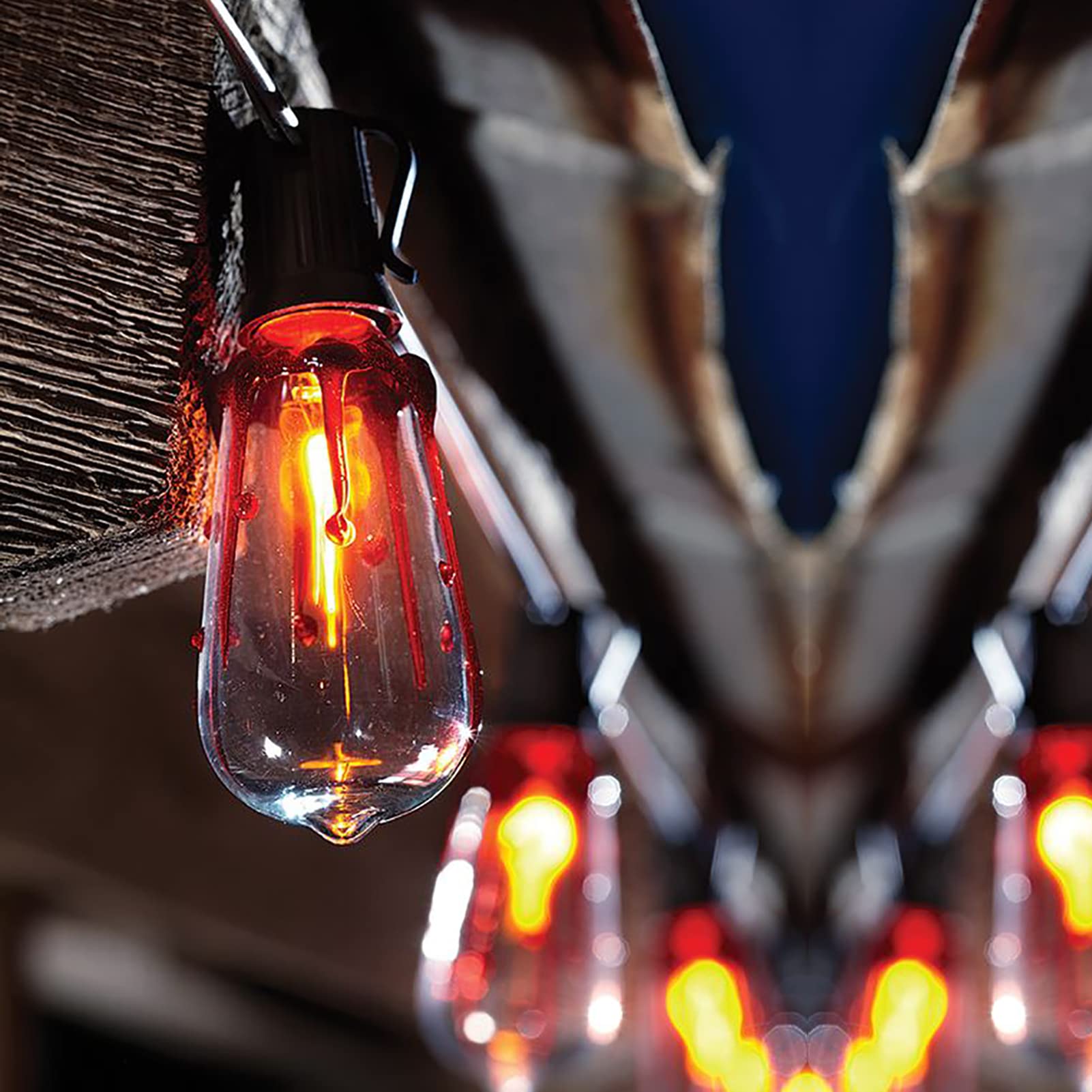 Lampadine a fiamma vibrante ST40, lampadine di ricambio a forma di goccia di sangue, lampadine a LED Edison, arancioni con fiamma rossa, per Halloween, da 1 W a base centrale E17 (confezione da 10)