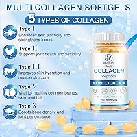 Vista 4 de Multi Collagen Peptides for Women & Men, Hydrolyzed Collagen Peptides-Type I, II, III, V, X - with Hyaluronic Acid,Vitamin C,Biotin,Supports Skin