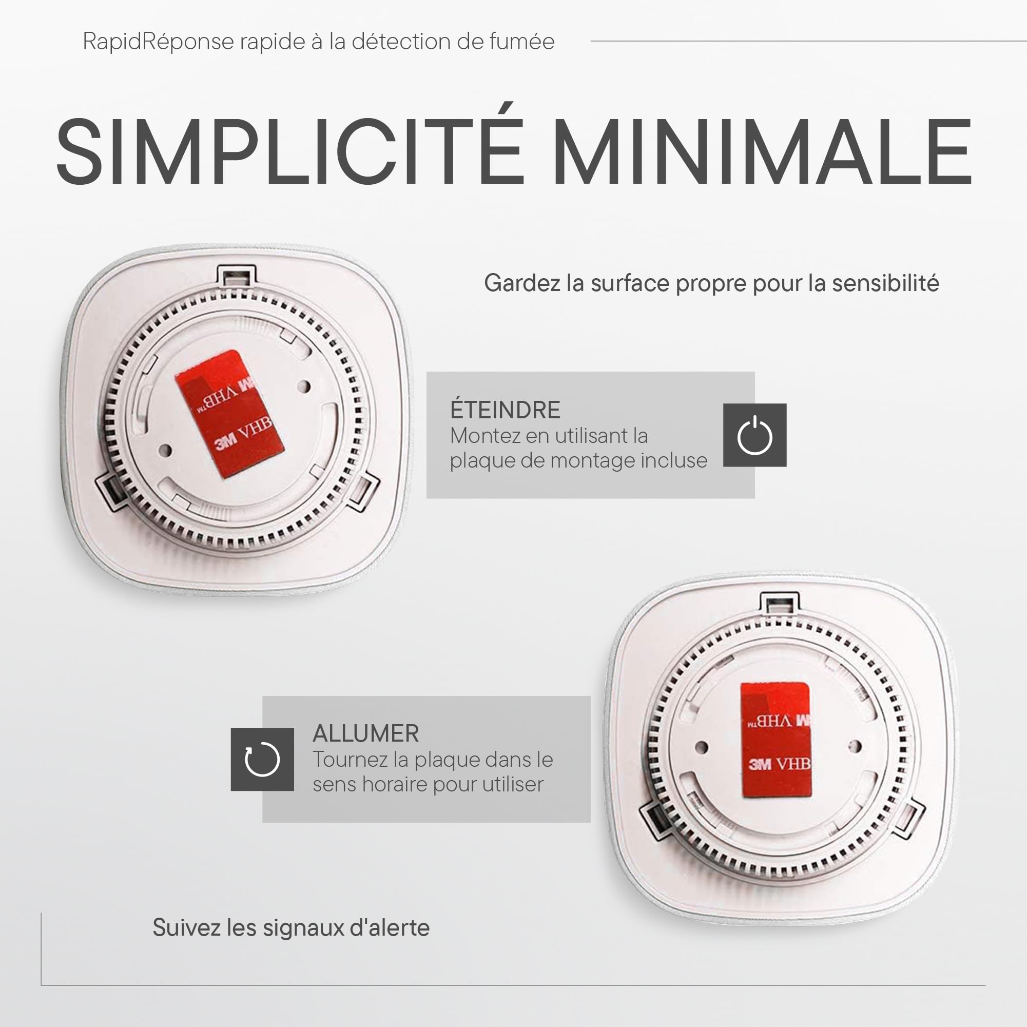Jalo Kupu 10 Détecteur de Fumée - Alarme Incendie Optique pour la Maison - 10 Ans Pile au Lithium - Design Scandinave - Blanc