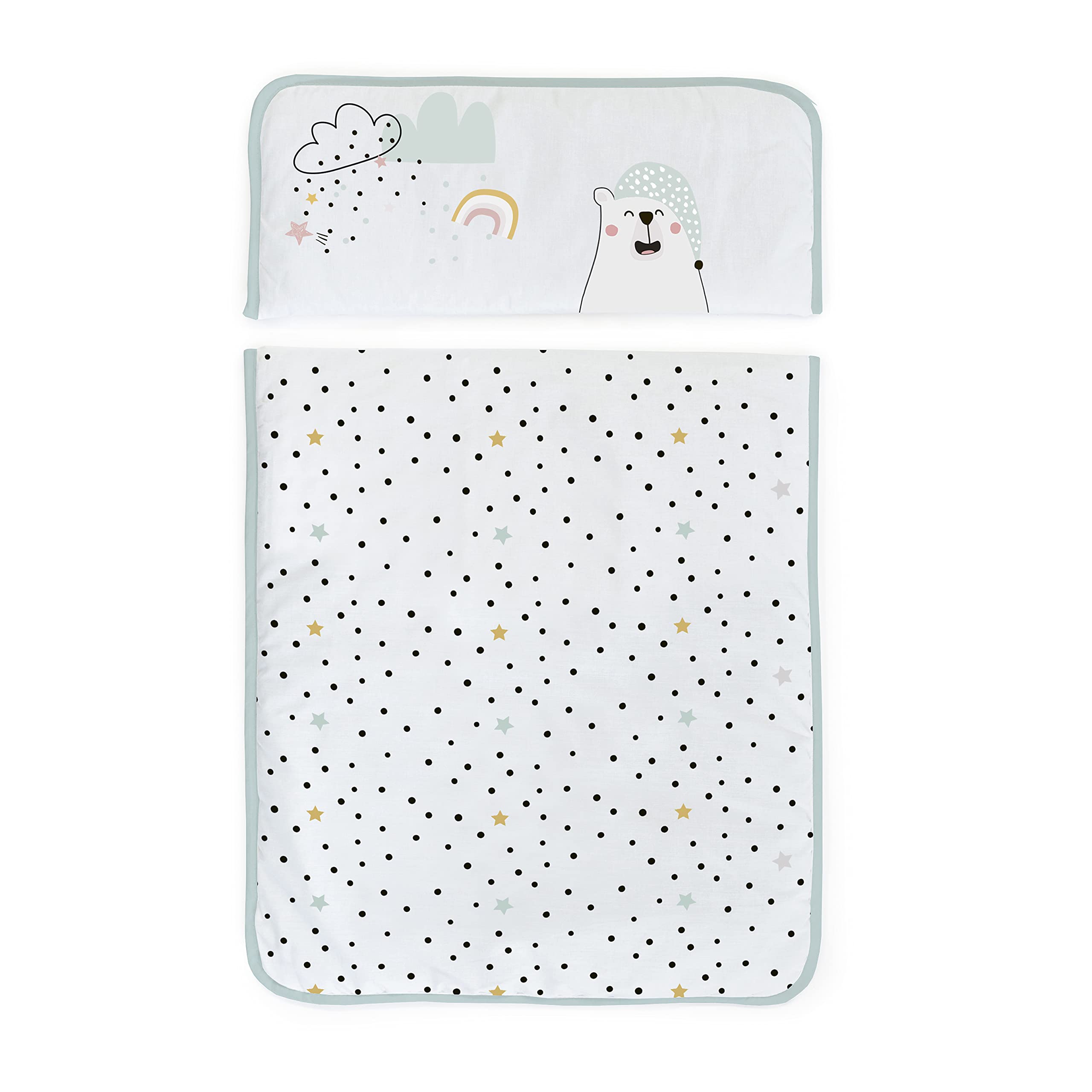 Naf Naf - Nordic Bear, (38672), Mini culla pieghevole in legno con baldacchino e rivestimento, blu