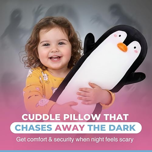 Miniatura 3 de Almohada de cuerpo de peluche de pingüino Cuddle Paws para niños  Almohada larga de peluche para abrazar  Juguete suave para abrazar  Regalo de