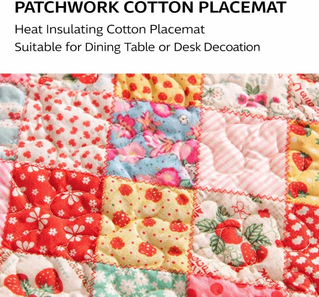 Patchwork Quilted Placemats Set of 4, 12X18Inches Reversible Washable Placemats for Kitchen Table, Rectangular Placemat (4, Patchwork Quilted Placemats)