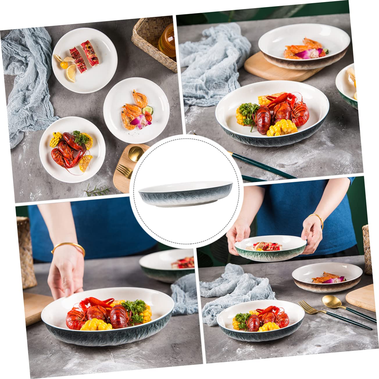 STOBAZA Elegant Round Ceramic Food Plate for Salad Dessert and Pasta Tableware for Home Use for Dinner Parties and Everyday Meals