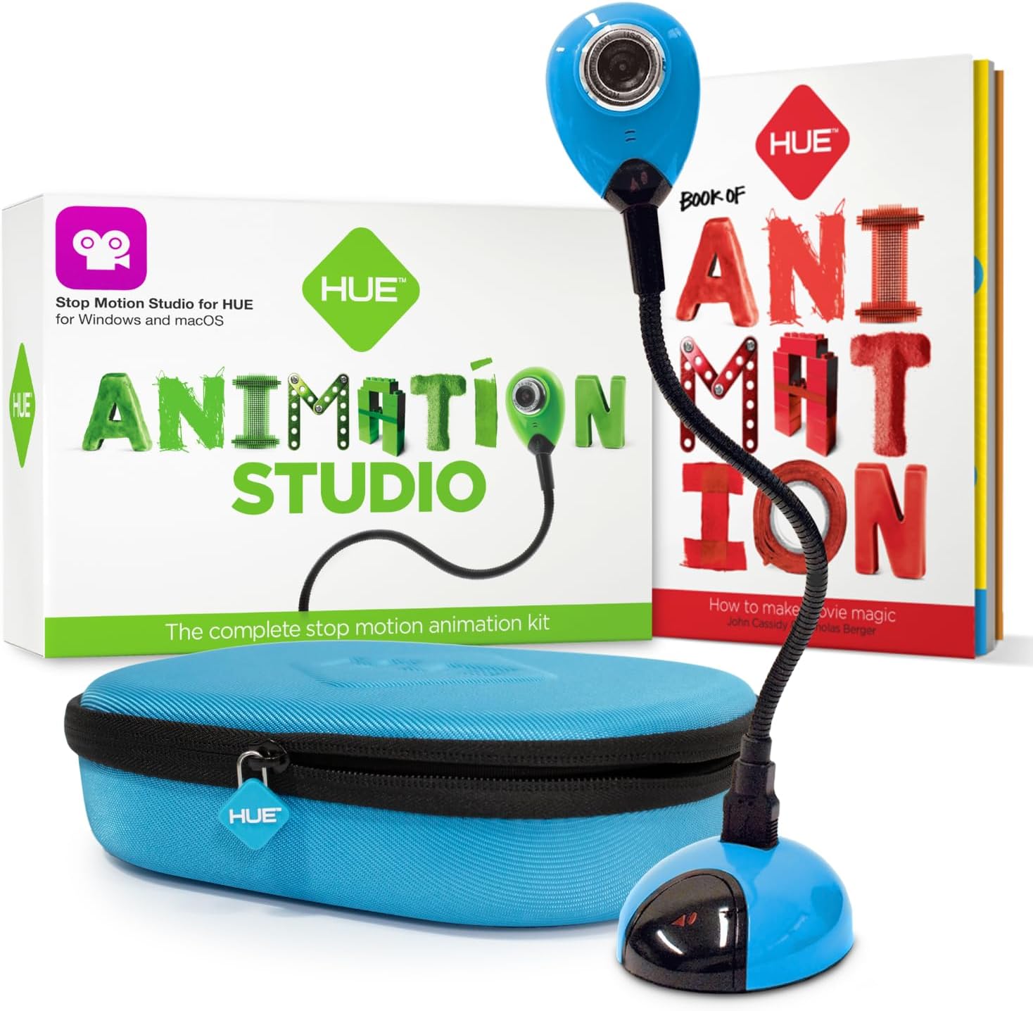 Animation Studio: Complete Stop Motion Kit (Camera, Software, Book) for Windows/macOS (Blue) with Carry Case