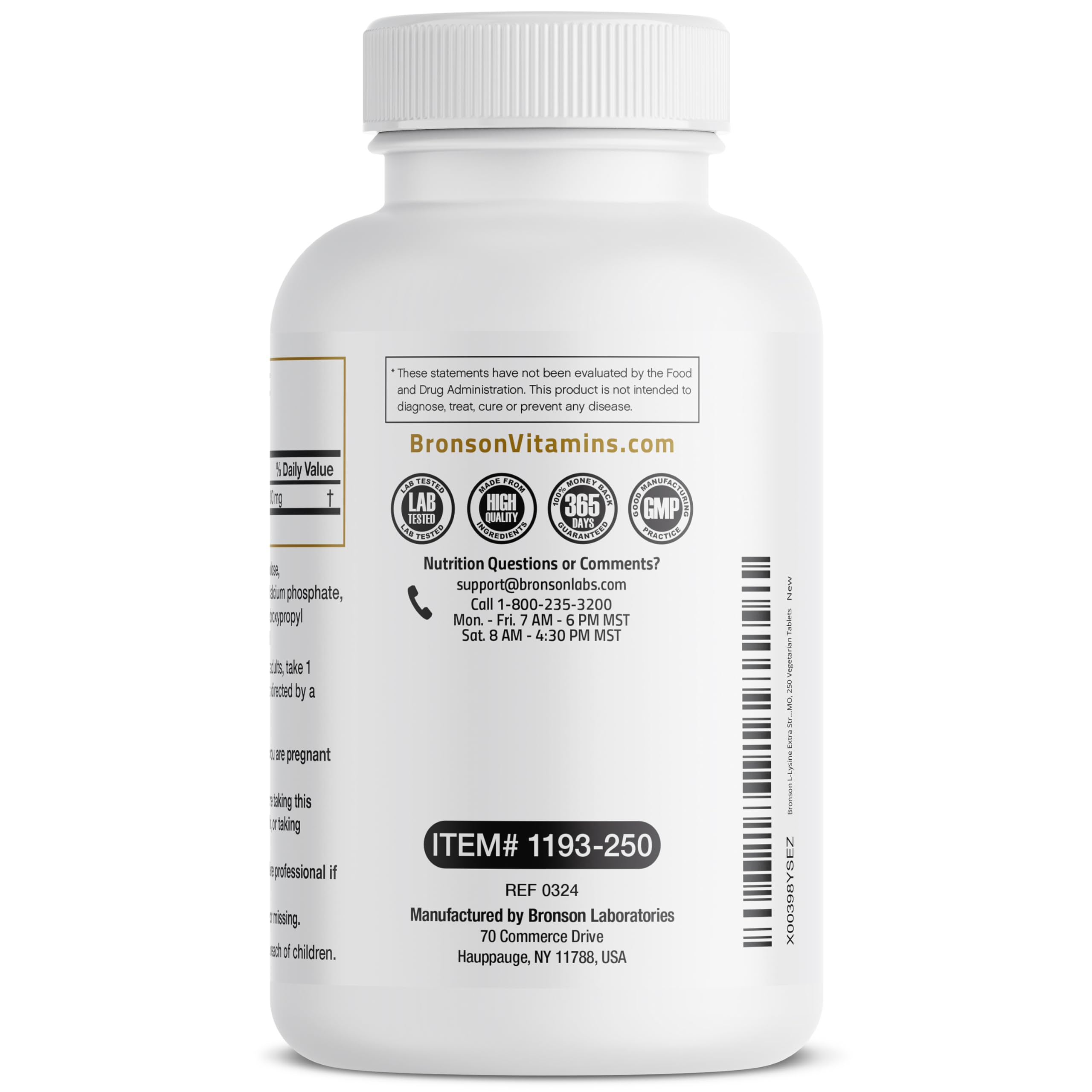 Bronson L-Lysine Extra Strength 1000 mg, 250 Vegetarian Tablets — Amazon image 2