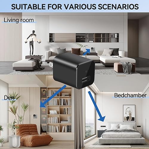 Miniatura 2 de Cámara cargadora - Cámara pequeña de 1080P con detección de movimiento - Cámara de niñera para seguridad interior en el hogar - Tarjeta Micro SD de