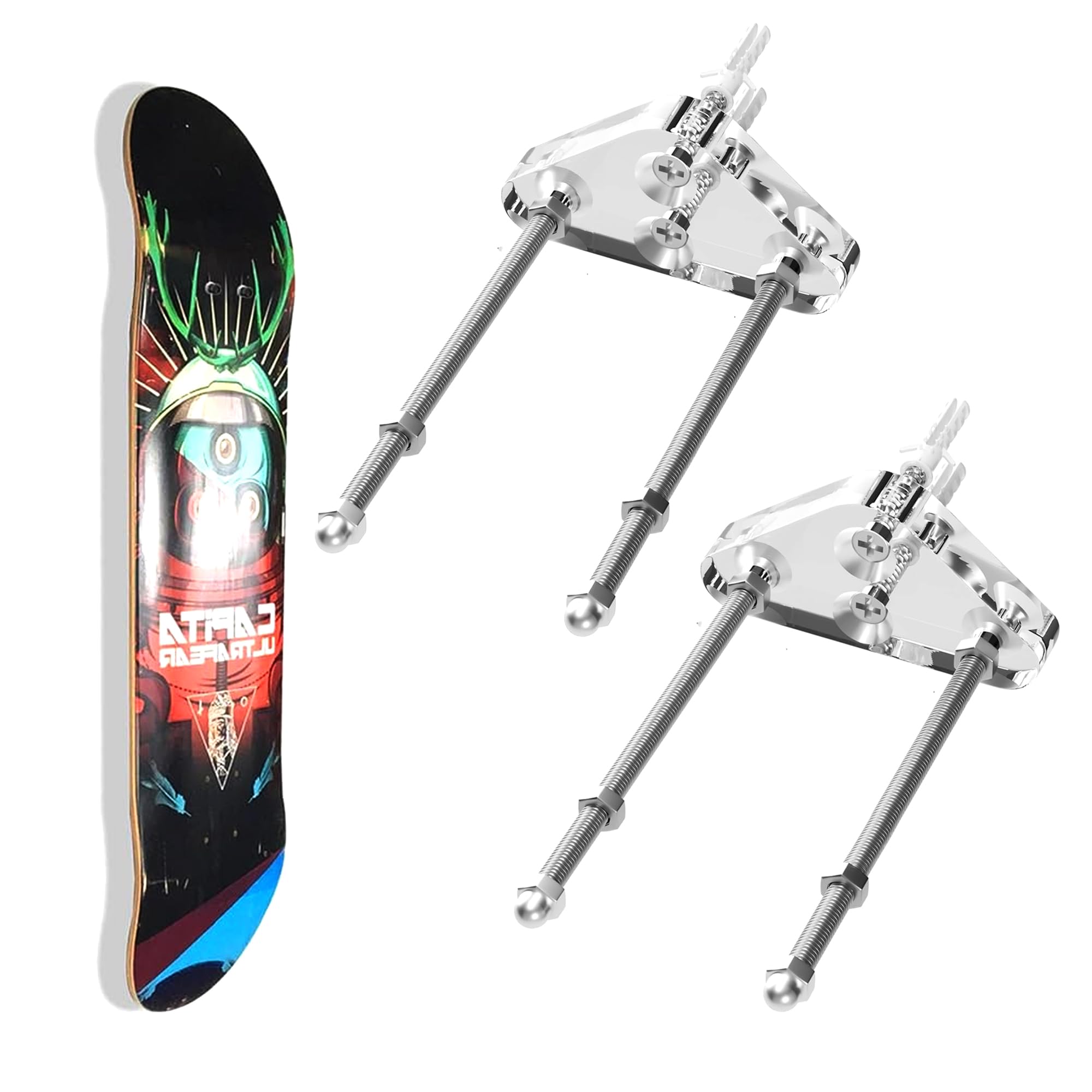 Lot De 2 Supports Muraux Pour Skateboard Ou Longboard - 3DBeli, Noir, Plastique 3D