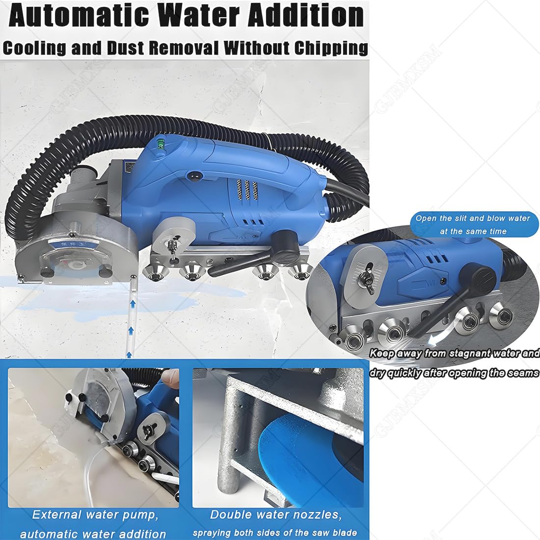 Cortador de juntas de azulejos, máquina de limpieza de grietas y ranurado de profundidad ajustable con 5 cuchillas de carburo de tungsteno para eliminar lechadas difíciles y cemento