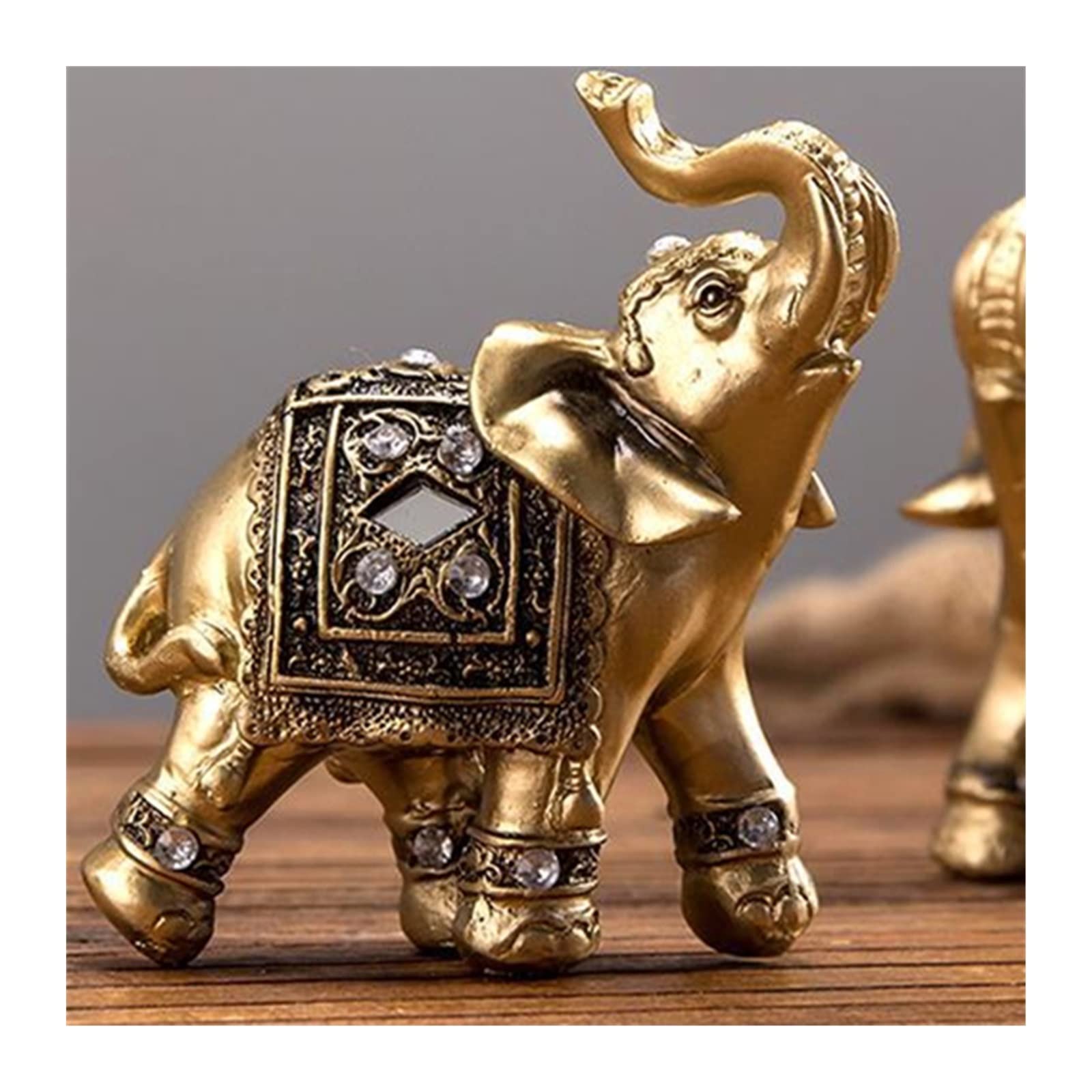 Statue d'éléphant en résine d'or L 24X26 CM pour décoration maison