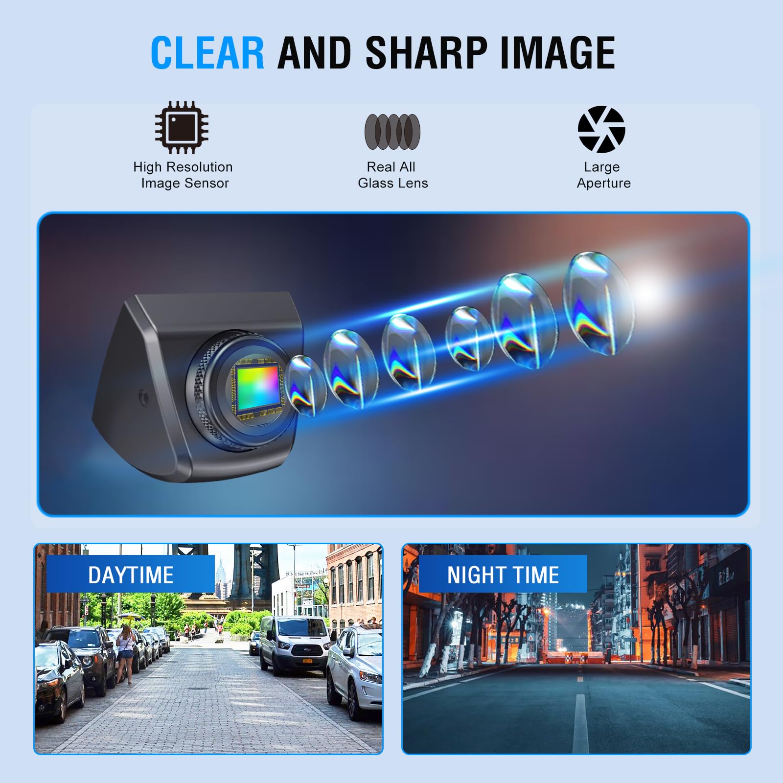 PARKVISION Telecamera per retromarcia per auto, SUV, camper, roulotte, furgone, pick-up, alloggiamento in metallo Telecamera posteriore regolabile con ampio angolo di visione di 140 °