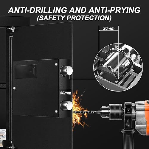 Miniatura 4 de Tenamic Caja de seguridad digital electrónica de 2.0 pies cúbicos, caja de seguridad digital con teclado, caja fuerte para gabinete, acero de