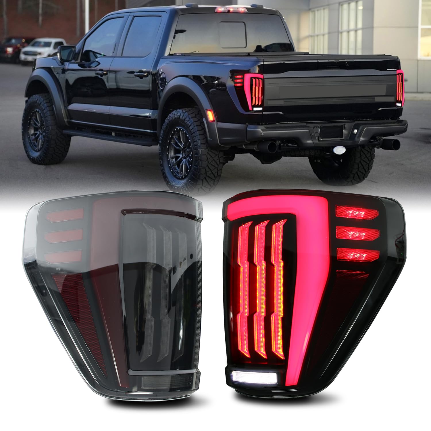 HCMOTIONZLED Tail Lights for Ford F150 F-150 2021 2022 2023 XLT With Blind Spot Detector Pickup Replacement Rear Lamps Assembly Accessary （Fit for XLT Model Only/Cannot Fit BLIS Model）…