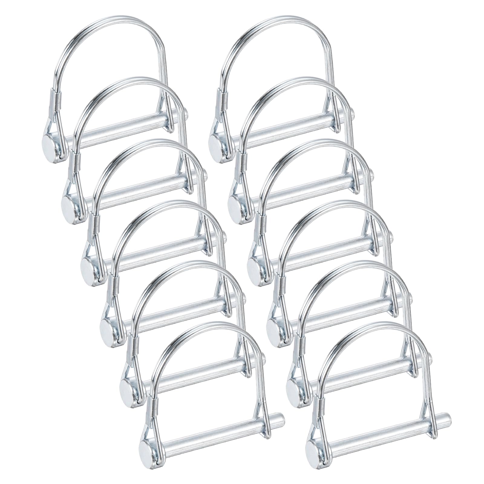 sourcing map M6.3 x 55mm Shaft Locking Pin - 12pcs Safety Shaft Wire Locking Trailer Coupler Pin, for Farm Trailers Towing Lawn Hitches Garden Tractor Kayak Boat