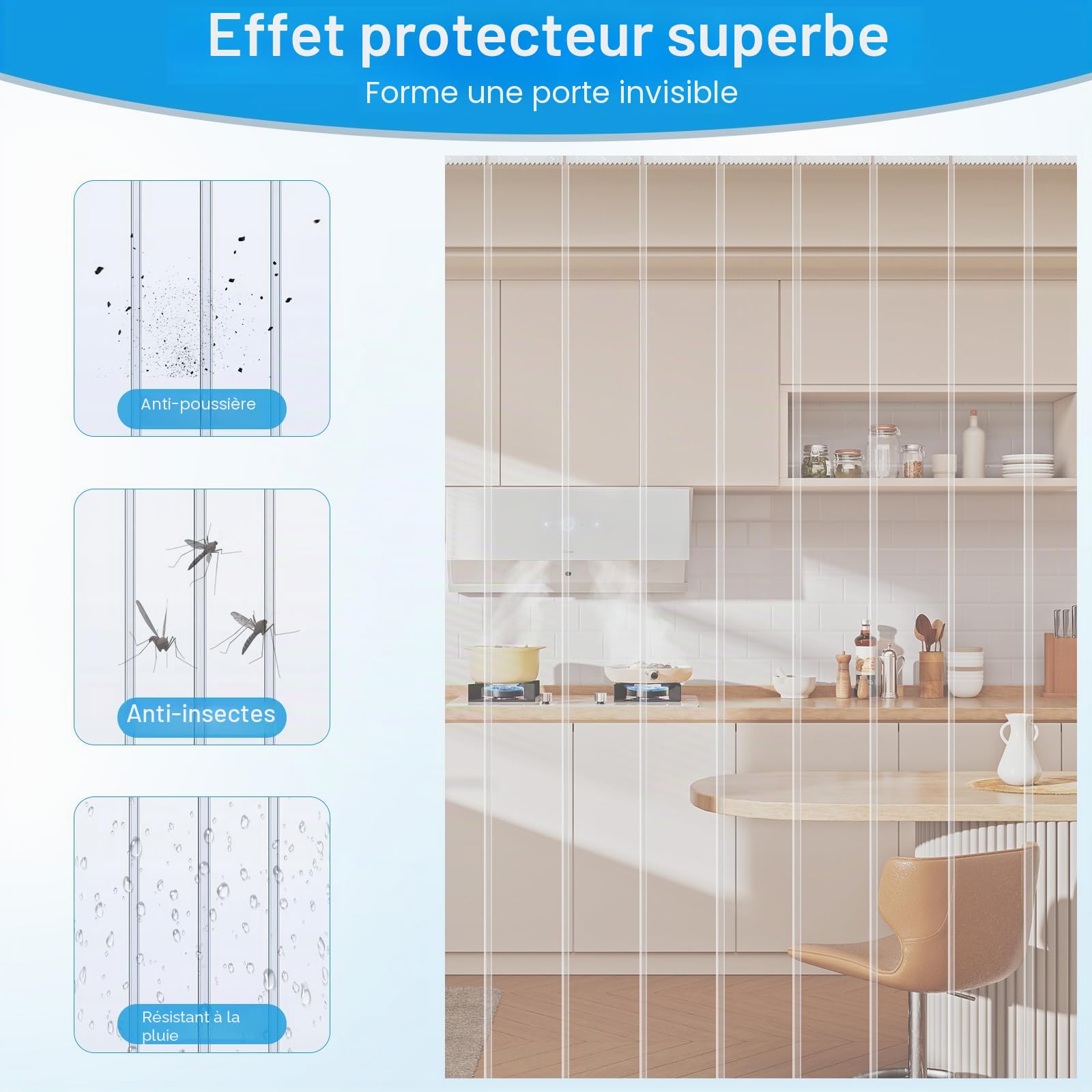 SHANNA Rideau à Lanières en PVC 7 Pièces 91 * 213cm, Rideau à Lamelles Transparent, Rideaus Laniere Portes Intérieures Portes moustiquaires pour Entrepôts Frigorifiques et Supermarchés