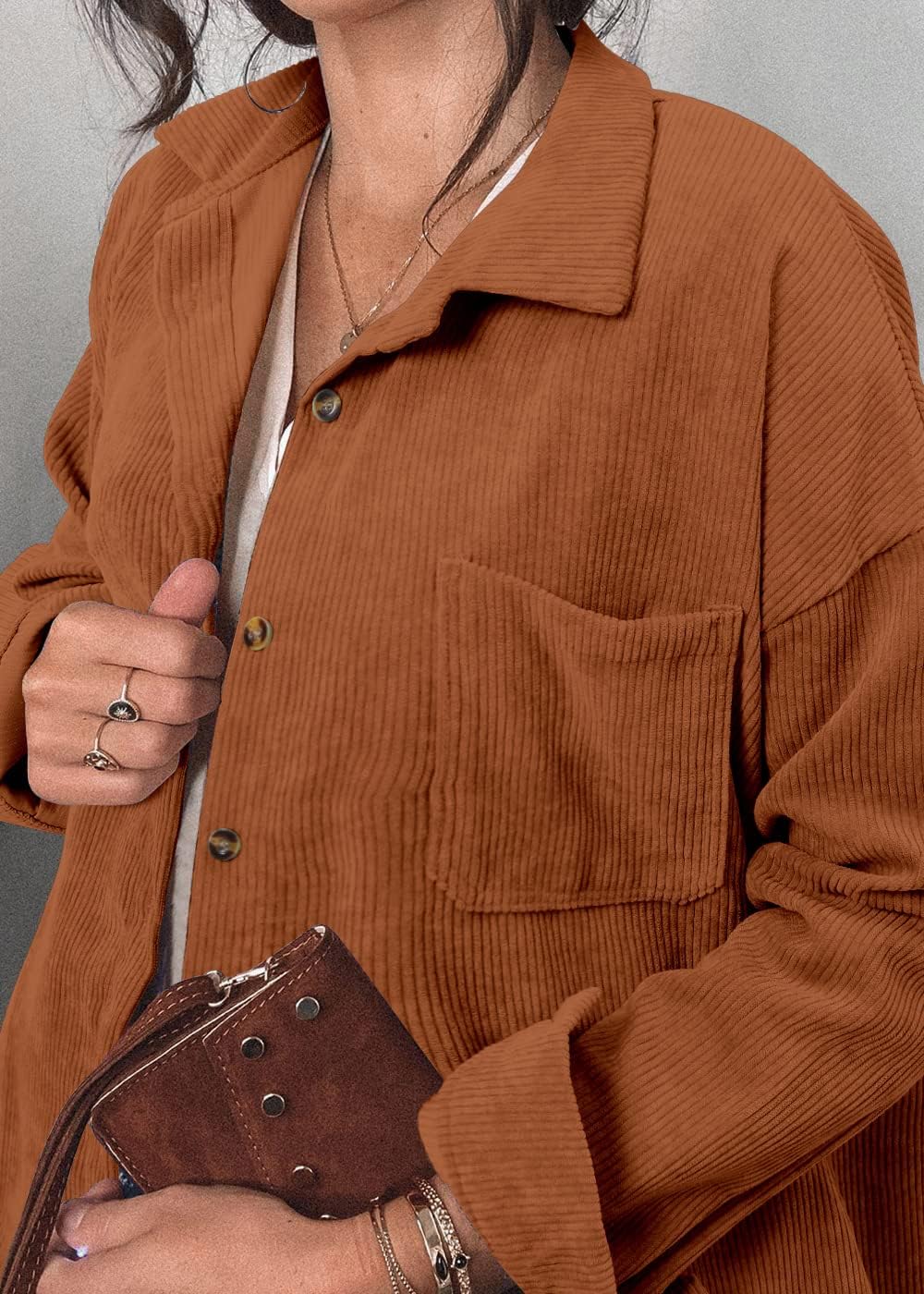 Women's Brushed Plaid Shirts Long Sleeve Flannel Lapel Button Down Cardigan Boyfriend Shacket Jacket Coats - Image 3