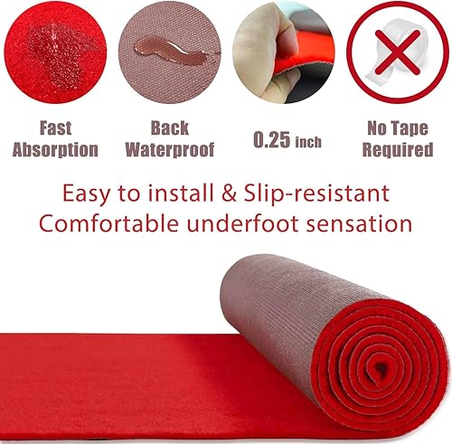 Miniatura 5 de Alfombra roja de lujo para fiestas, 2.6 x 30 pies, extra gruesa de alta calidad para bodas y eventos, respaldo antideslizante, decoración elegante