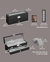 Vista 12 de SONGMICS Caja de reloj, organizador de 20 ranuras para reloj con tapa de vidrio grande, almohadas extraíbles, cerradura de metal, regalo para seres