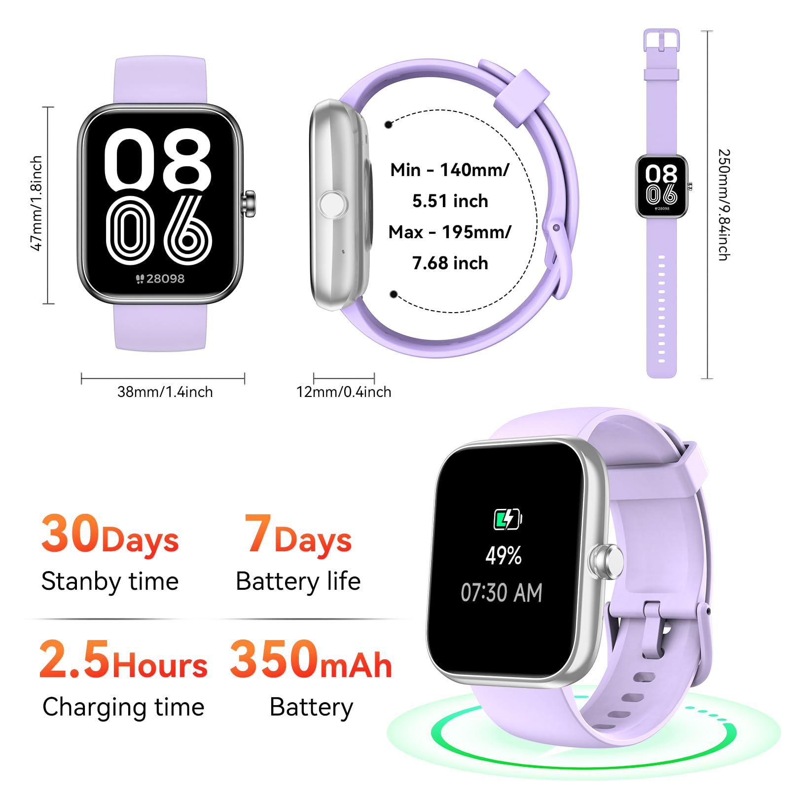 Smart Watch con Alexa integrato, 1,8 pollici HD Health Fitness Tracker, chiamate/notifiche Bluetooth, oltre 120 modalità sportive, monitoraggio della frequenza cardiaca/sonno 24/7, impermeabile IP68