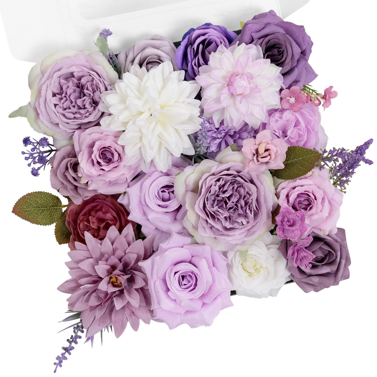 TINGE TIME Fake Flowers Artificial Flowers Peonies Bulbous Chrysanthemum Daisy Hydrangea Sunflower Violets Dahlia Daffodils Epiphyllum Orchid Cherry Blossom Camellia (Purple & White)
