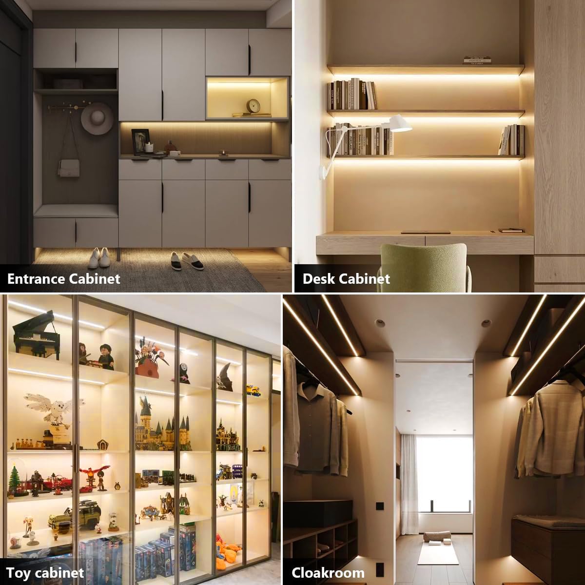 COB LED Strip Cabinet Lights Dimmbar Penetrating Touch Controls für Vitrinen Schränke warmes Licht 1M