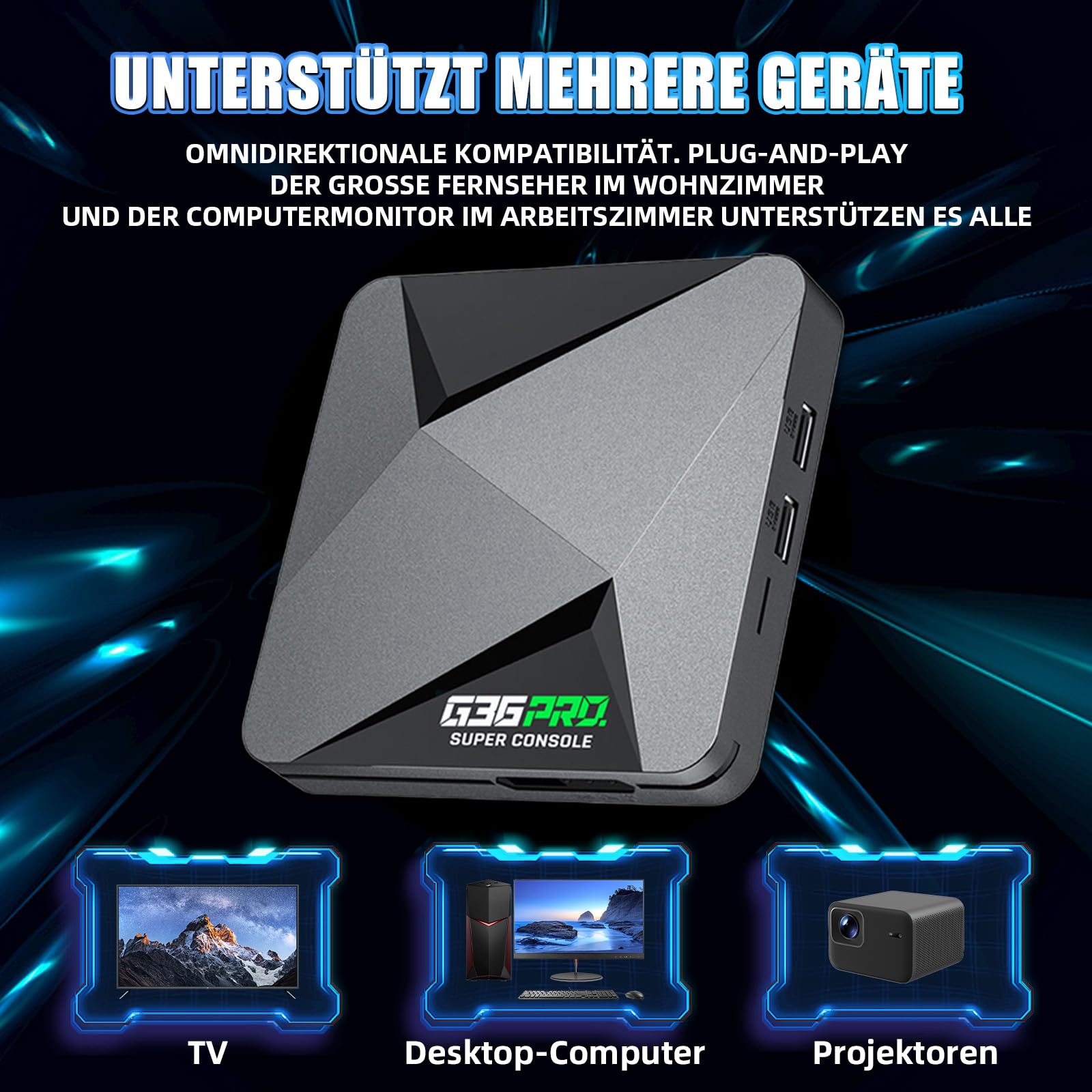 G36 Pro Retro Spielkonsole Retro Konsole,120000+ Spiele 50+ Emulatoren,EmuELEC 4.3+Android 9.0 Dual-System,4K Game Stick mit 4 kabellosen Controllern,Plug & Play Retro-Videospielkonsole für TV (256G)