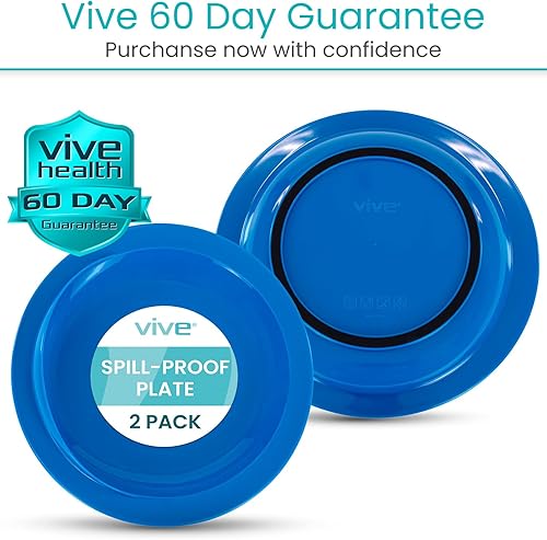 Miniatura 9 de Vive Plato a prueba de derrames, 9 pulgadas (paquete de 2)  Plato con pared para discapacitados, discapacitados, adultos mayores con necesidades