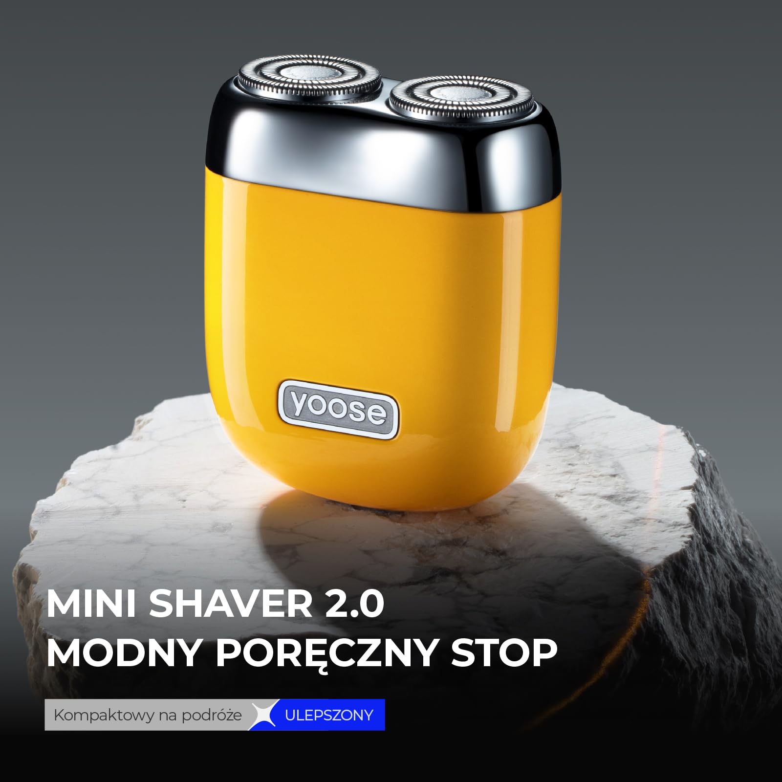 yoose Elektryczna Maszynka do Golenia dla Mężczyzn, IPX7 Wodoodporna z Ładowaniem USB-C & Magnetycznymi Główkami, Łatwa w Czyszczeniu - Do Podróży, Outdoor, Służbowych i Samochodu (Żółty)
