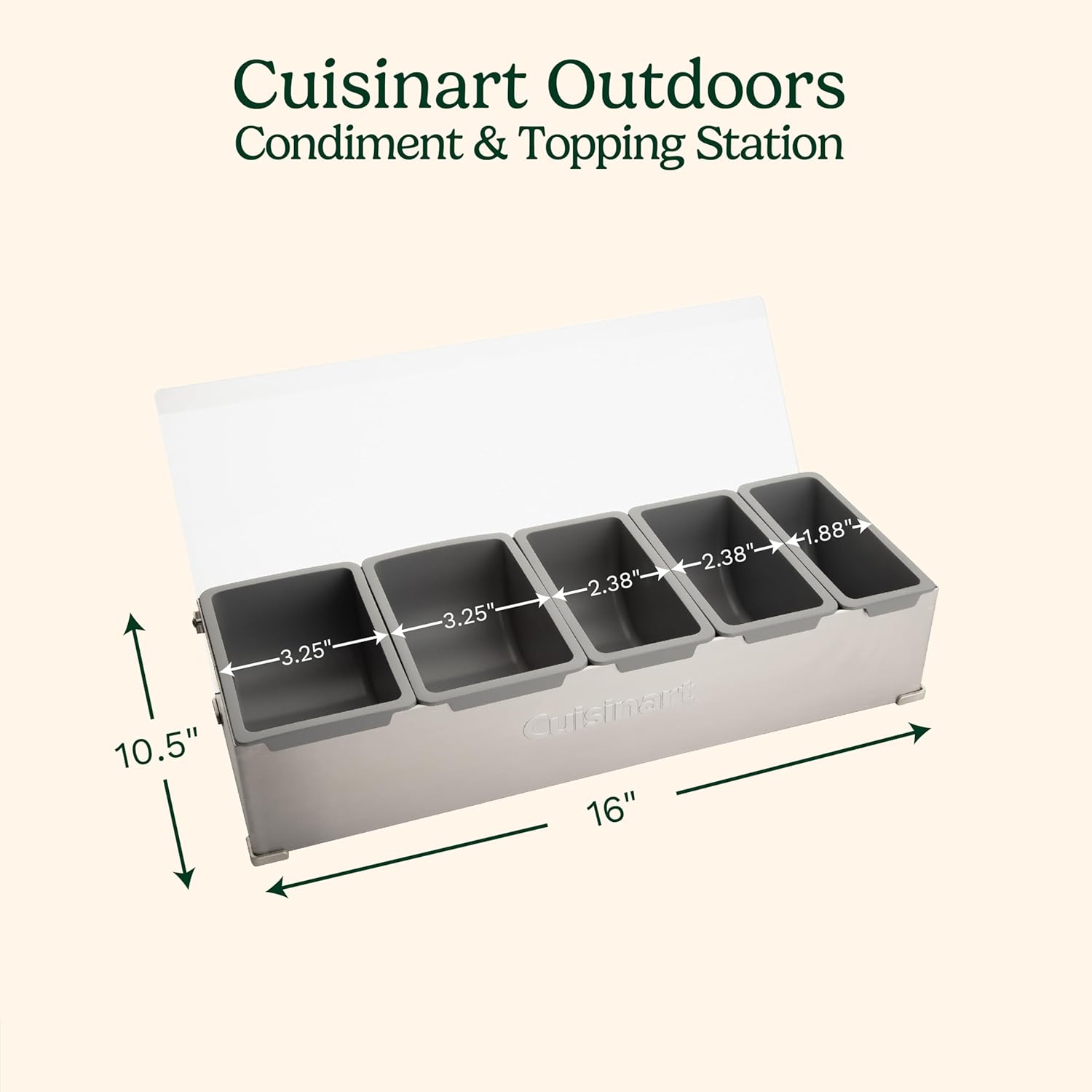 Stainless Steel Condiment and Topping Station with Translucent Lid