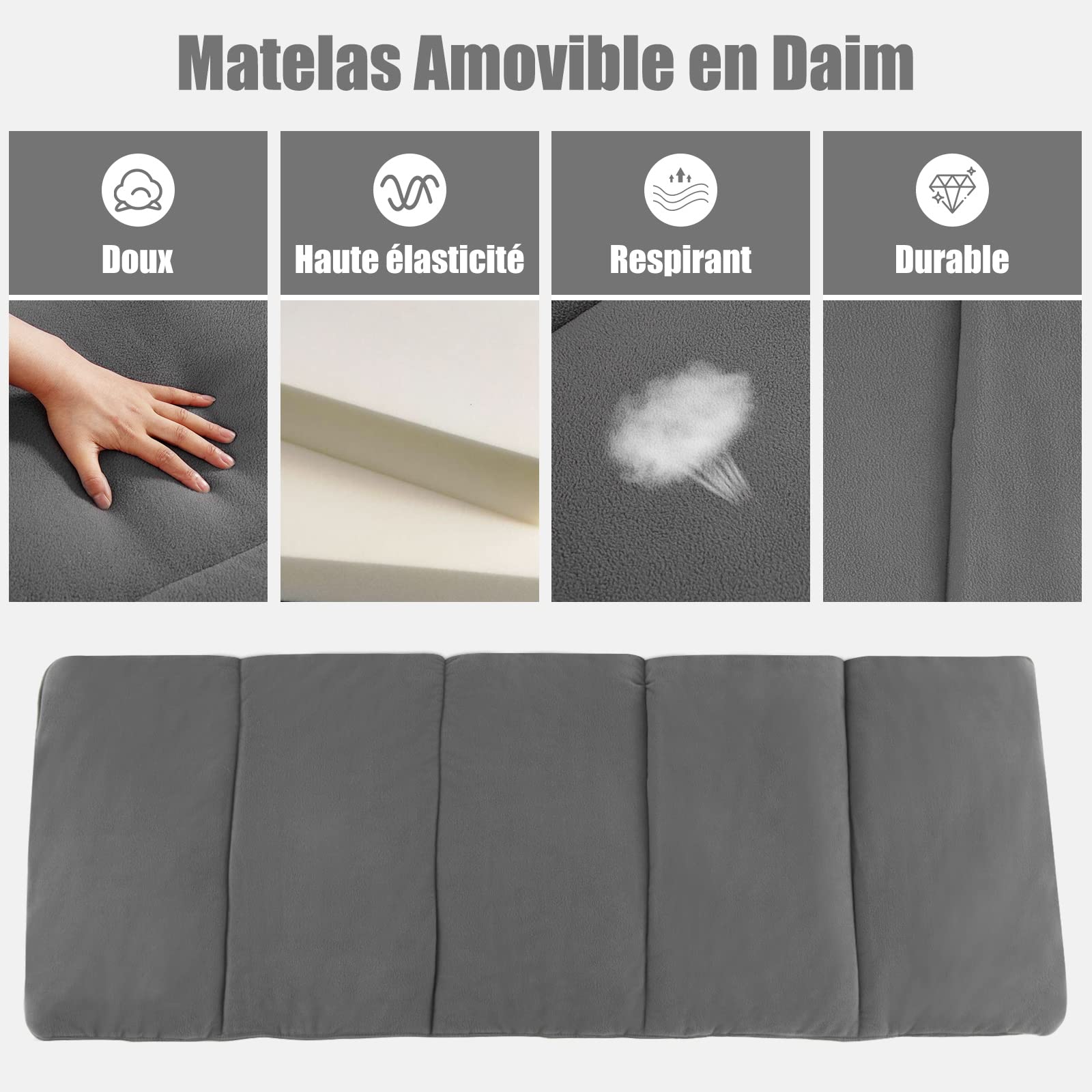 COSTWAY Lit de Camping Pliant de Voyage, Charge Max 150 KG, Lit de Plage avec Sac de Transport et Matelas et Oreiller Amovibles, Lit de Camp Portable pour Adultes, 190 x 67 CM