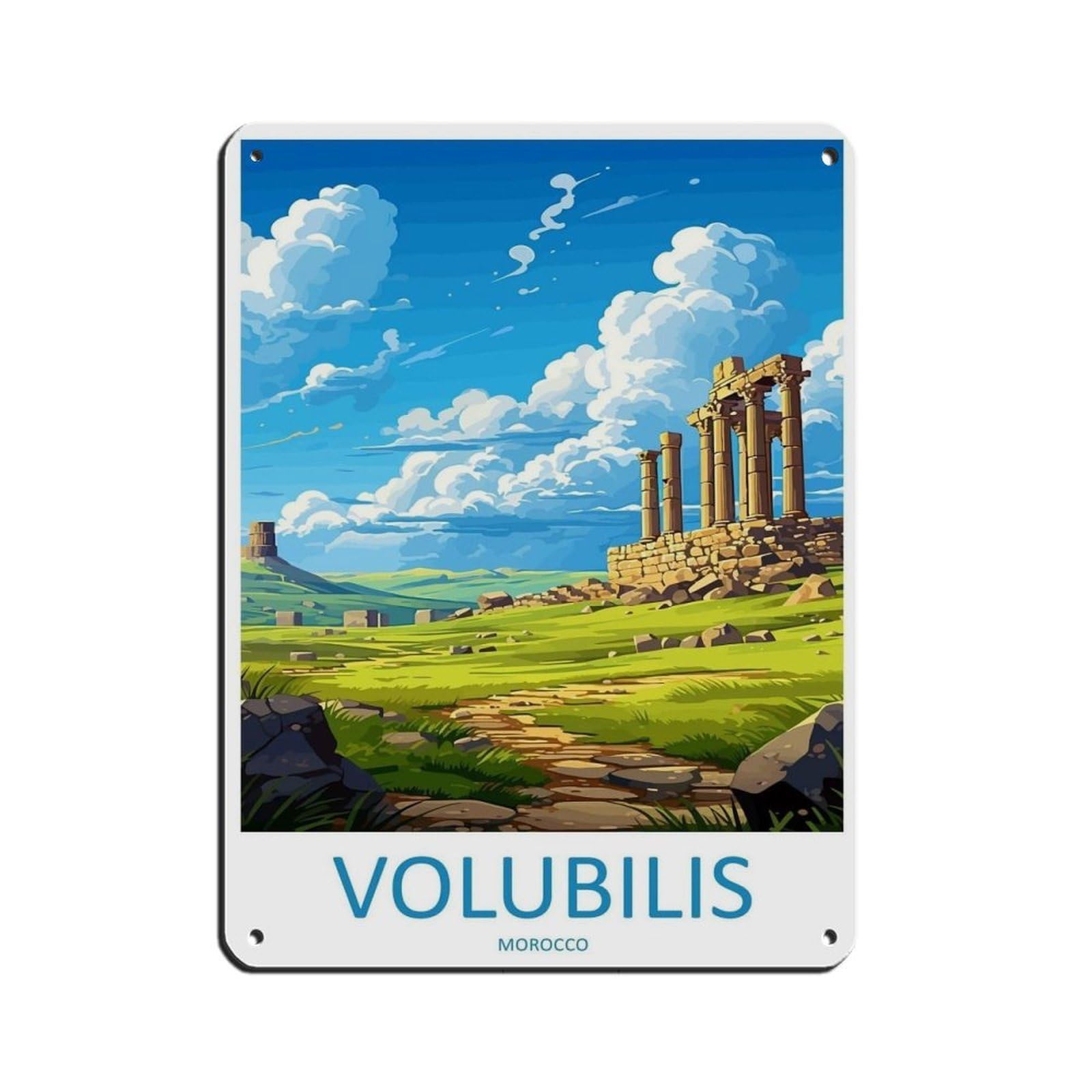 Volubilis Travel Art Morocco Art Lover Gift（1） Retro Poster Metal Tin Sign Chic Art Retro Iron Painting Bar People Cave Cafe Family Garage Poster Wall Decoration 12x16inch(30x40cm)