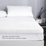 Twin XL Mattress Topper Cover 3-4 Inch, Removable Viscose Made From Bamboo Zippered Cover for Latex Topper, Extra Long Protector With Straps