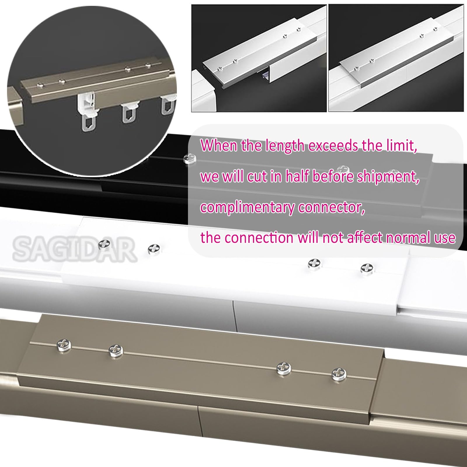 Heavy Duty Plafond- of wandmontage gordijnrail kamerverdeler rail 50 cm