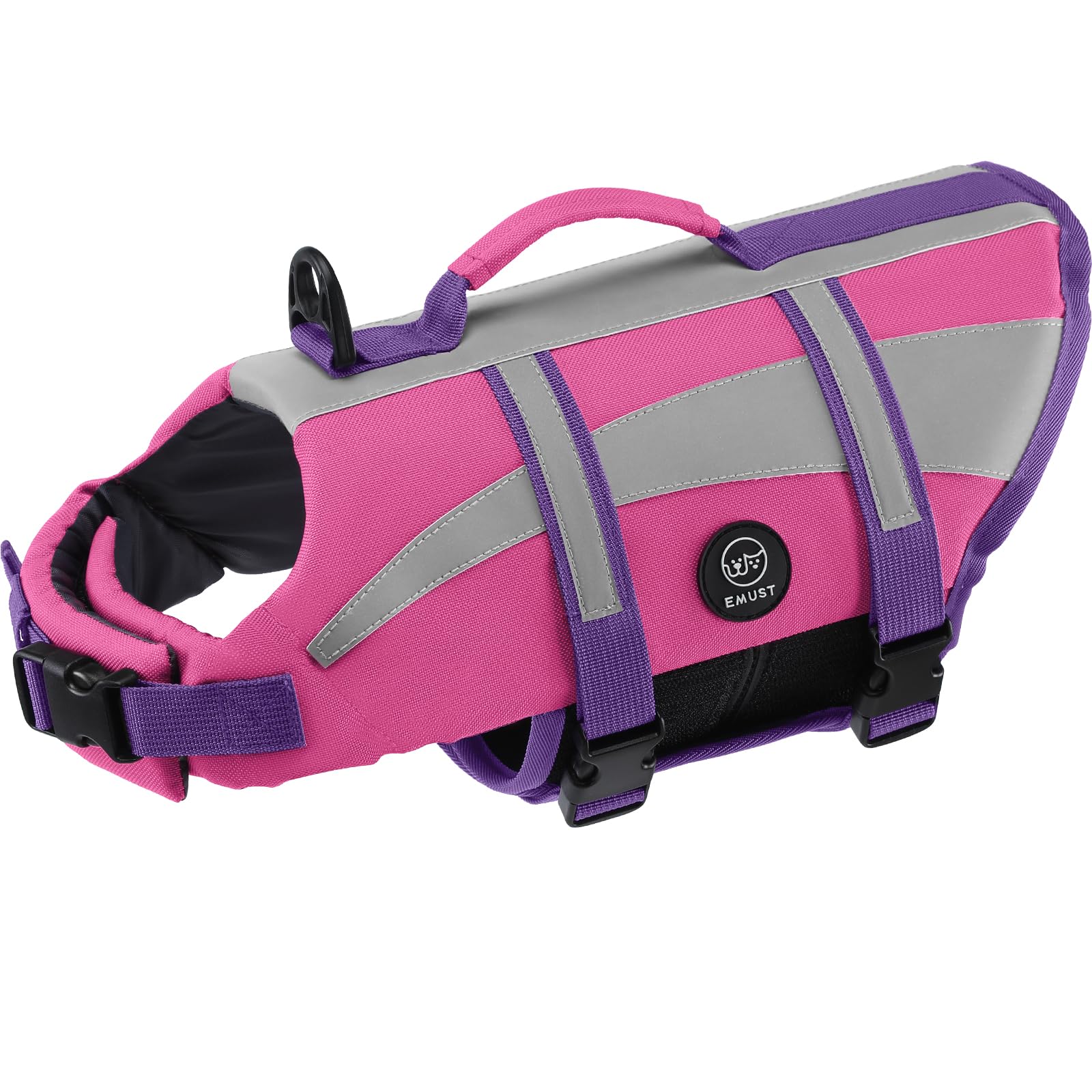 EMUST Dog Flotation Vest, Reflective Life Jacket for Small Dogs with Rescue Handle, Small Dog Vests Lifesaver for Swimming Boating Water, Pink&Purple, S โ image 1