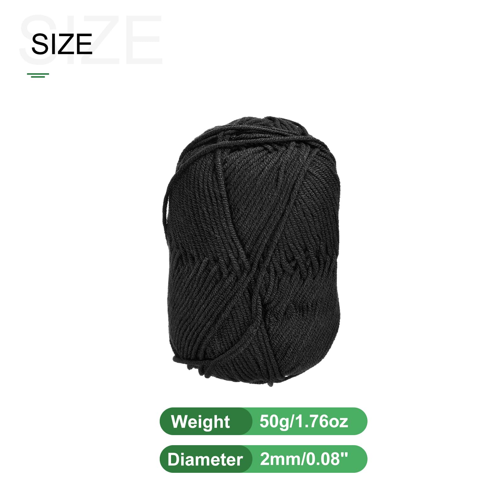 METALLIXITY Acrylic Yarn(50g/1.76oz) 6Pcs, Acrylic Soft Crochet Yarns, Black - Image 2