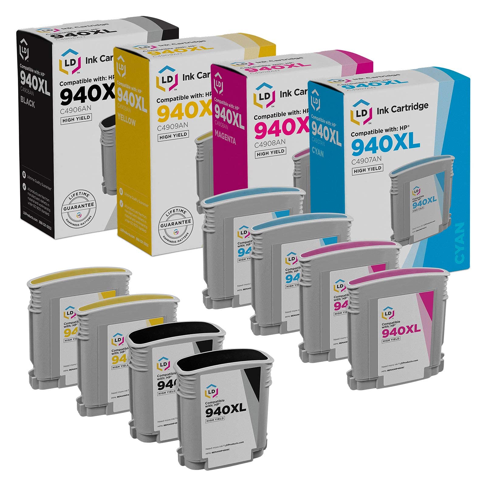 LD Products Remanufactured 940XL 940 Ink Cartridges HP High Yield to Use with Officejet Pro 8500 Wireless, 8500a, 8500a Plus, 8500a Premium, 8500,
