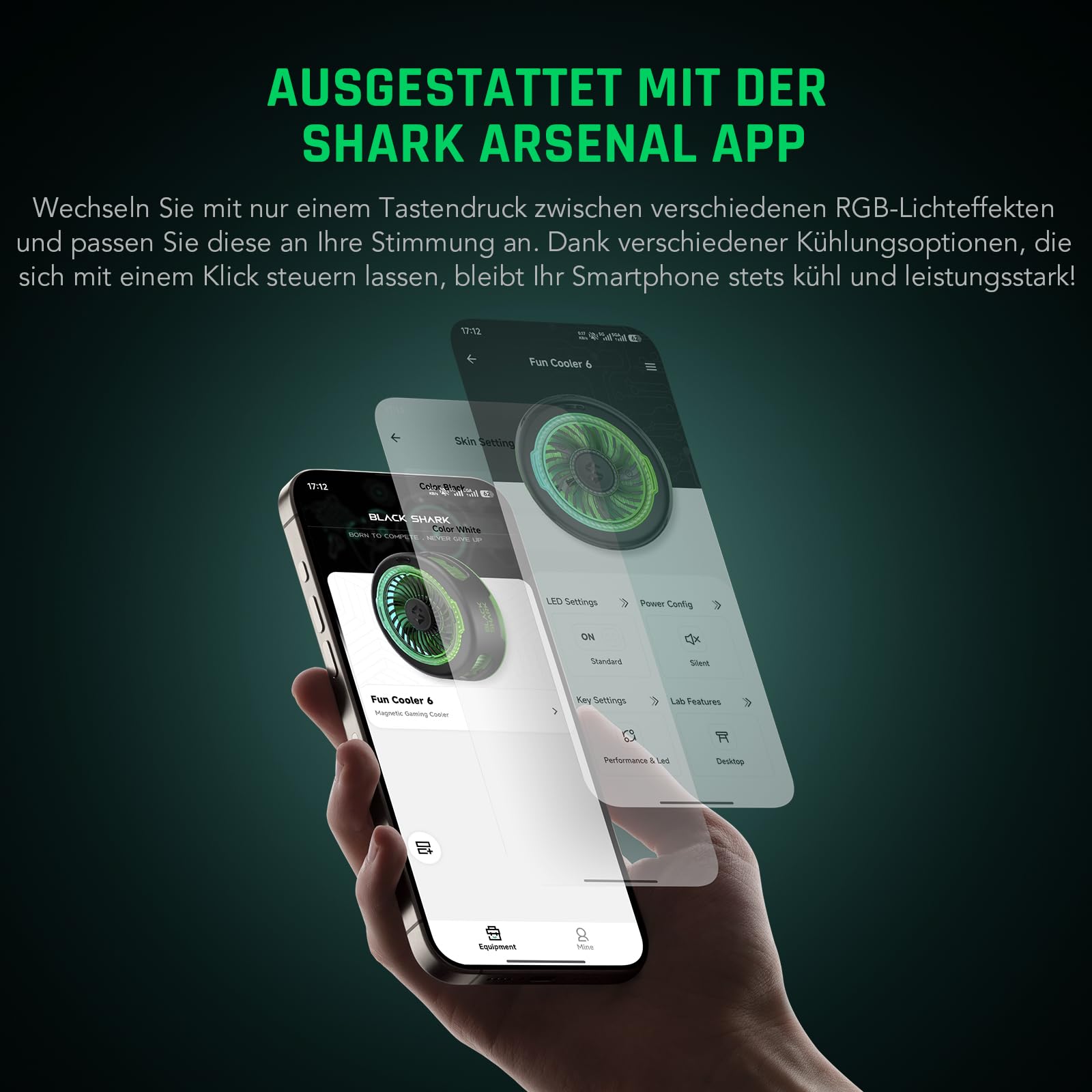 Black Shark FunCooler 6 Magnetic Phone Cooler für Gaming, Tragbarer Handy Kühler mit RGB-Beleuchtung, Magnetischer Kühlventilator für iPhone, iPad (Schwarz)