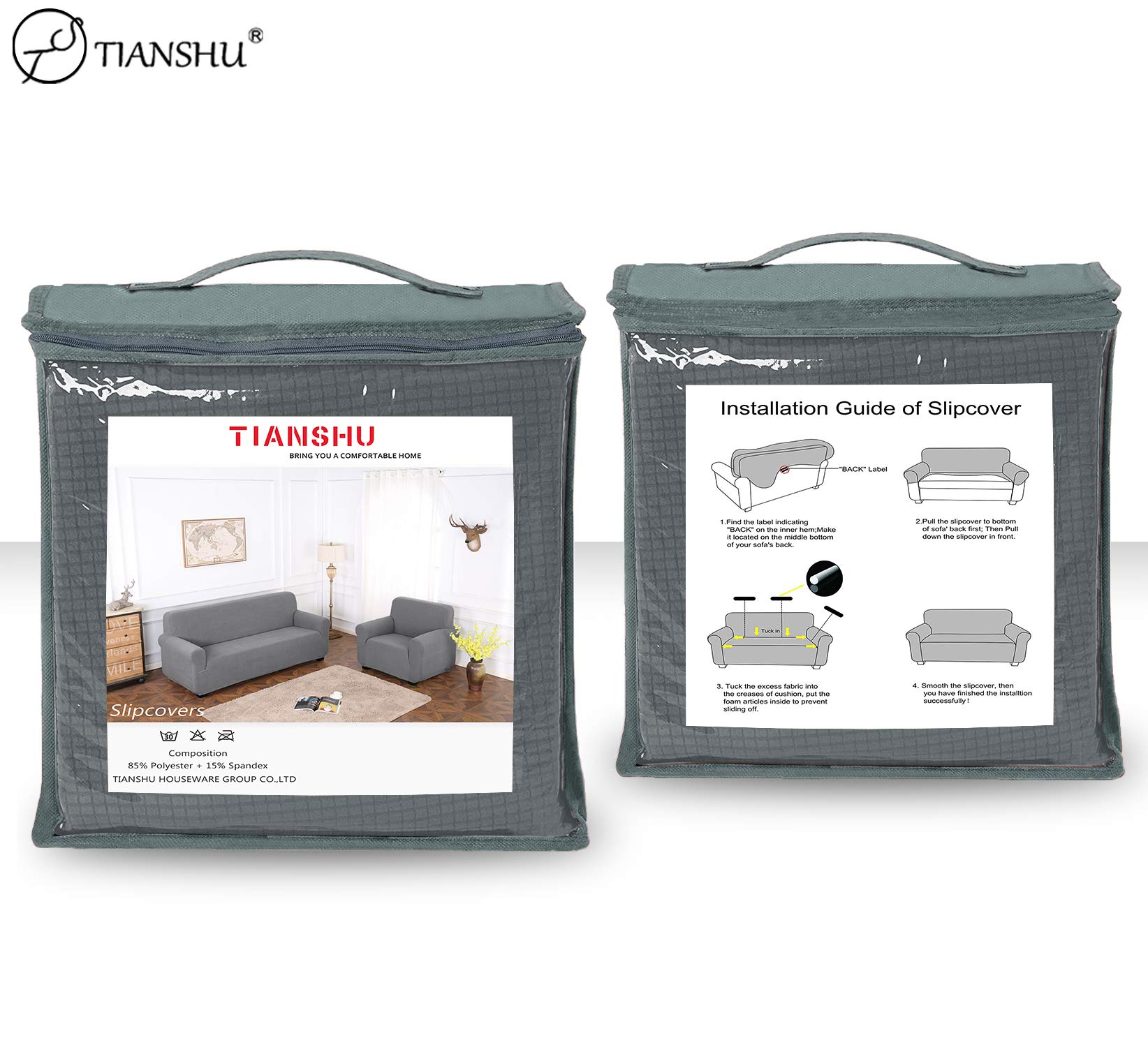 Housse de Canapé Extensible en Élasthanne Antidérapante, Protection Antisalissure pour Animaux, 1 Place Gris Clair