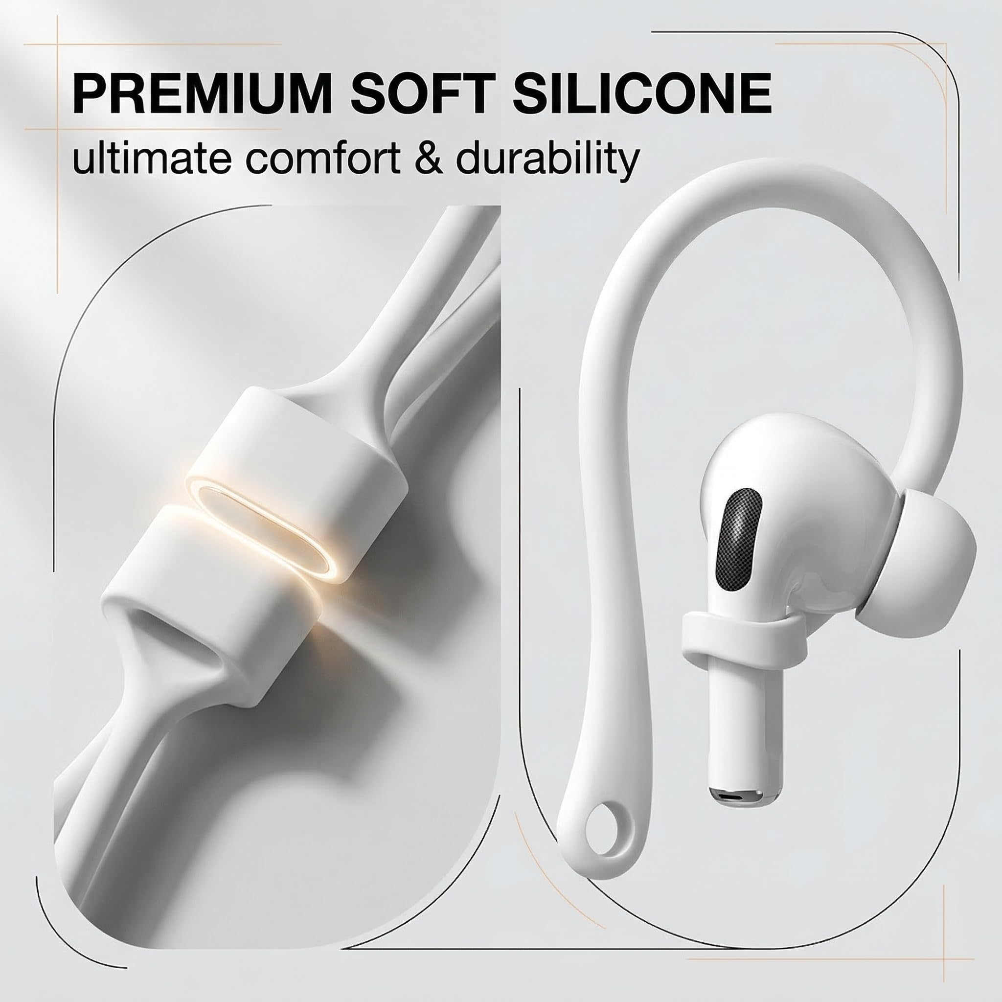 2 Pezzi Laccetto Magnetico per AirPods, 2 Paia di Ganci Auricolari in Silicone, Accessori per Cuffie Bluetooth, Ideale per Sport, Viaggi e Altre Occasioni, Compatibile con AirPods