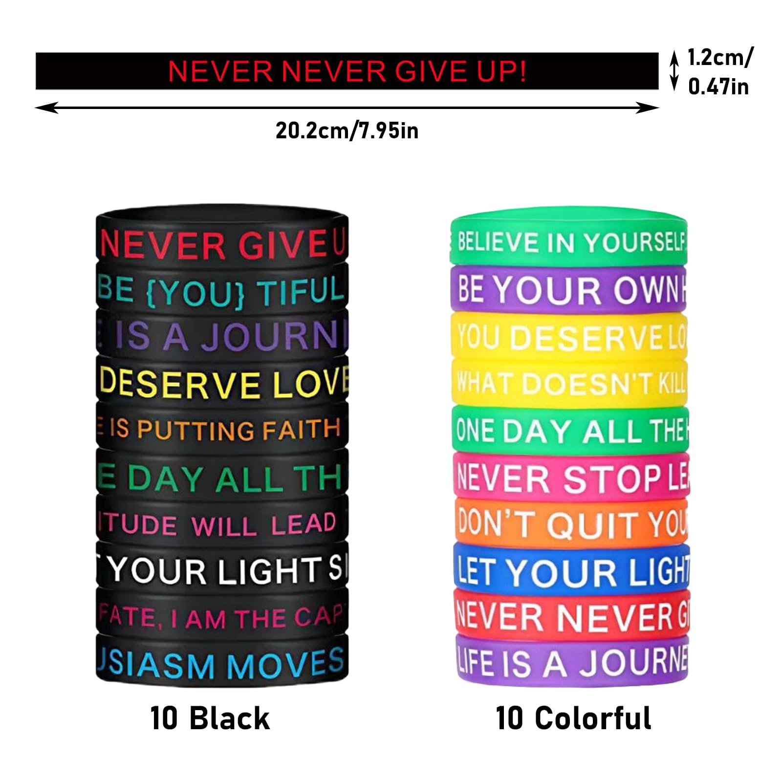 Braccialetti Motivazionali In Silicone - 24 Pezzi Per Bambini Con Frasi Positive - Foto 2