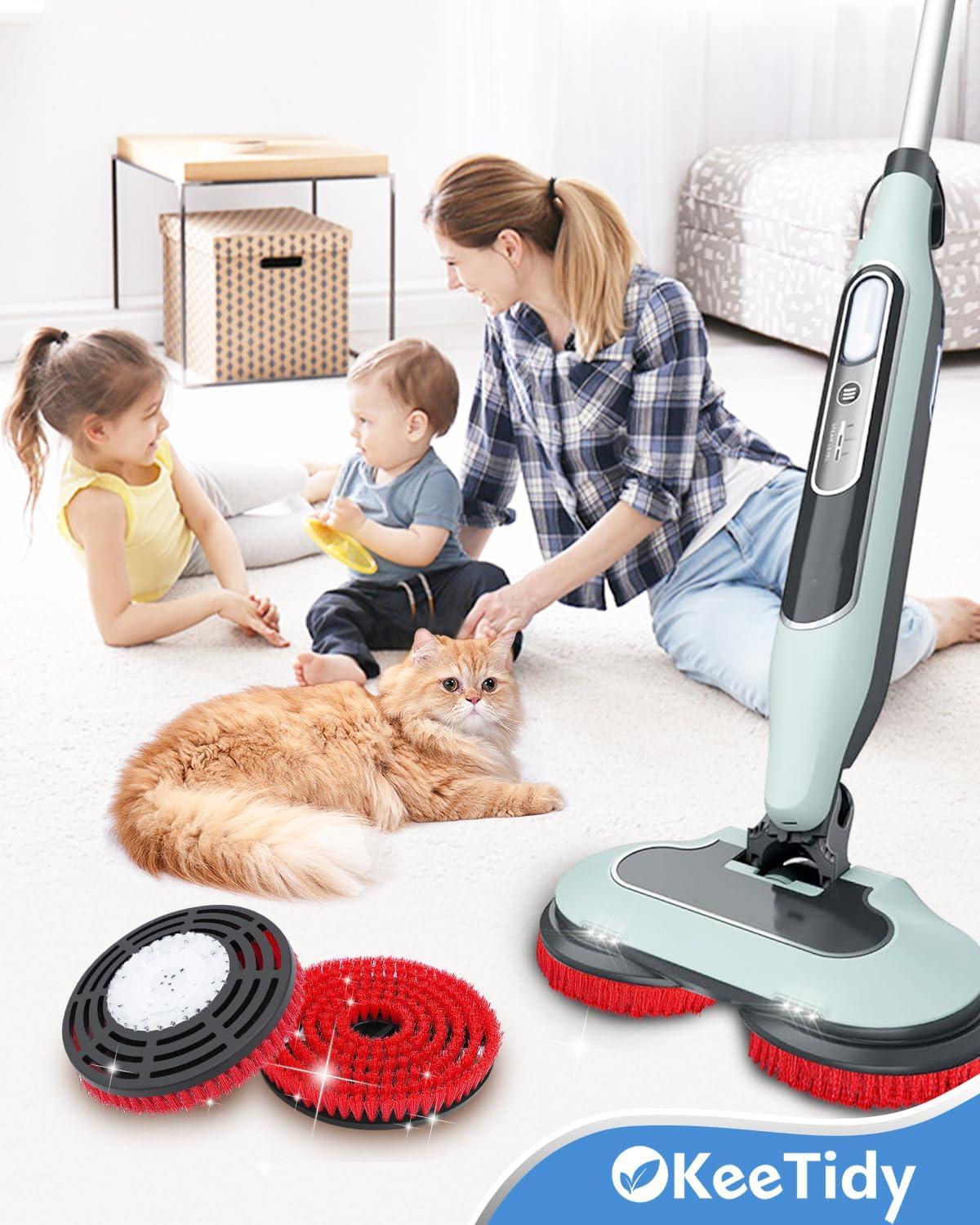 S7000 S8201 Mop Pad Replacement Brush Heads Compatible with Shark Steam & Scrub Mop S7000 S8201 Series Professional Cleaning and Polishing Brush for Deep Cleaning Hard Floors, 2 Pack