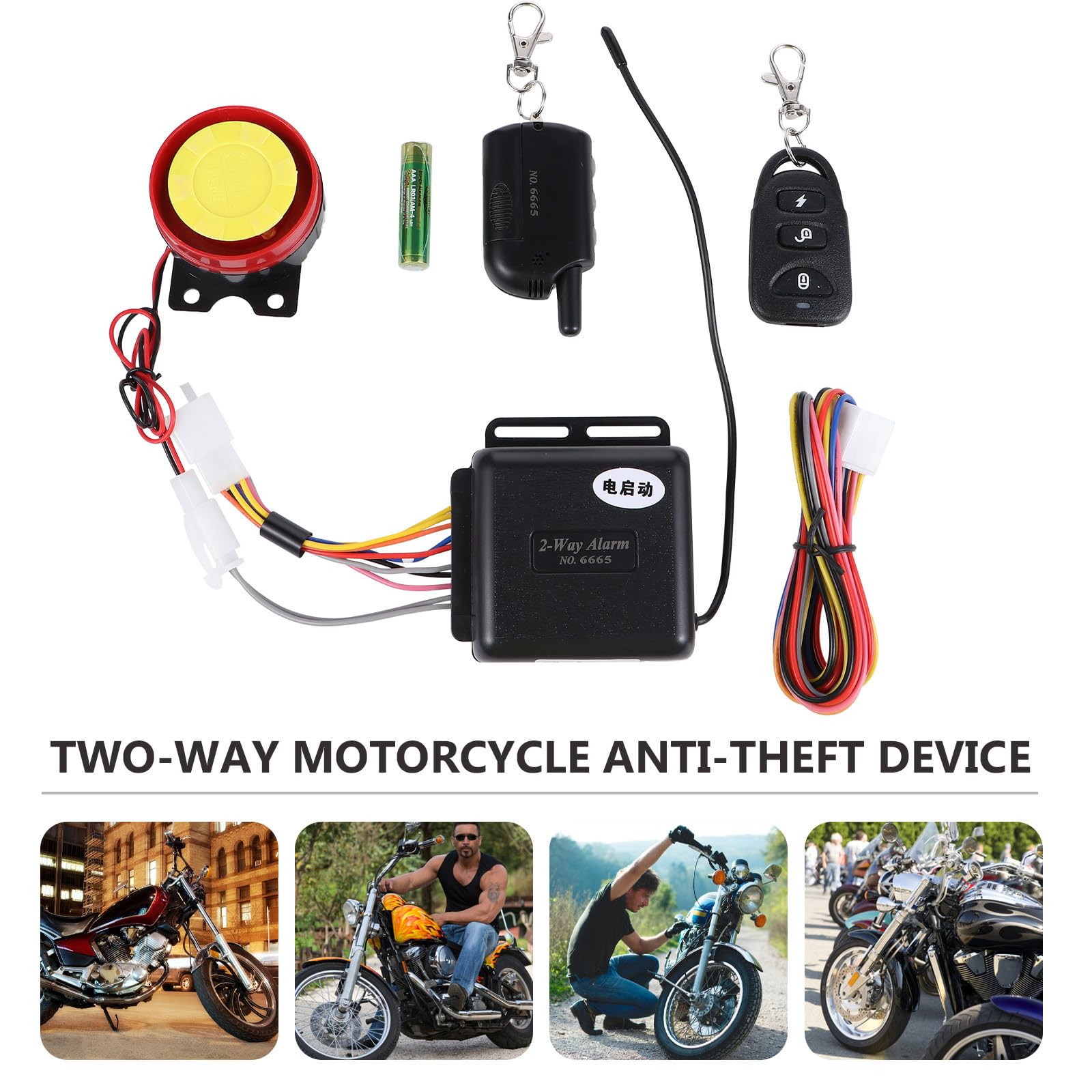 Cabilock Système D'alarme Bidirectionnel pour Moto Télécommande, Alarme Anti-vol à Large Portée, Fonction D'alarme Déverrouillage Forcé, Matériau Abs et Cuivre, Usage Extérieur