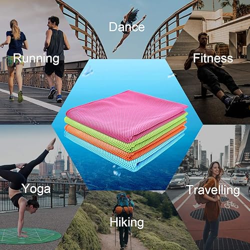 Miniatura 5 de Toalla de enfriamiento, paquete de 4 toallas de microfibra fría fría para la cabeza, bandana para el cuello (40 x 12 pulgadas) para atletas,