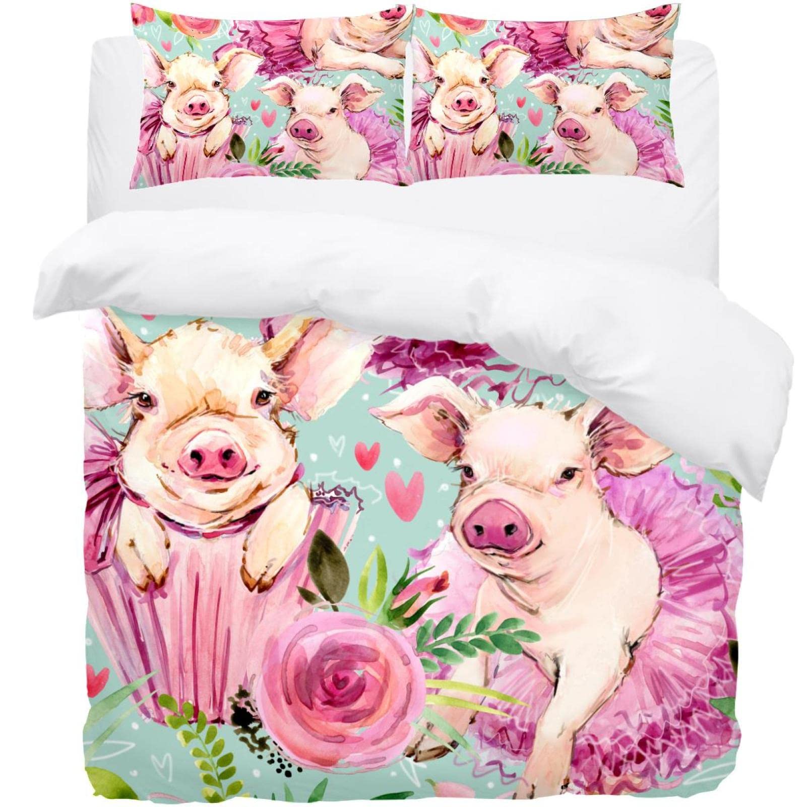 Parure de lit aquarelle cochon rose pour créer un cocon douillet dans sa chambre