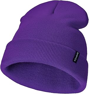 KDWAVE Knit Cuffed Beanie Hat Skull Cap Cute for Men Women Unisex Fisherman  Hats Soft Warm Stretchy Solid Color Purple