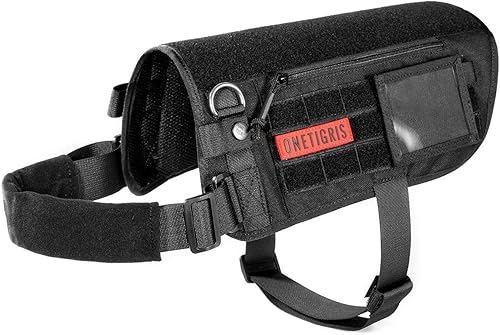 Miniatura 8 de OneTigris Arnés para perro de servicio, arnés sin tirones, ajustable, cómodo, chaleco para mascotas, arnés para caminar al aire libre (negro,